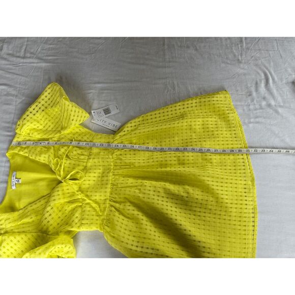 Junior Girl's Bright Yellow Summer Dress, Balloon Sleeves, Mini Dress, XS, NWT - Picture 8 of 8